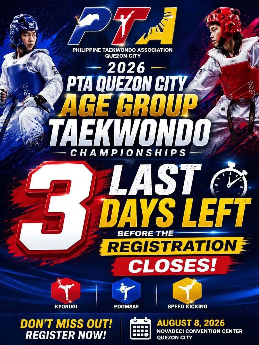 PTA Quezon City Age Group Taekwondo Championships poster