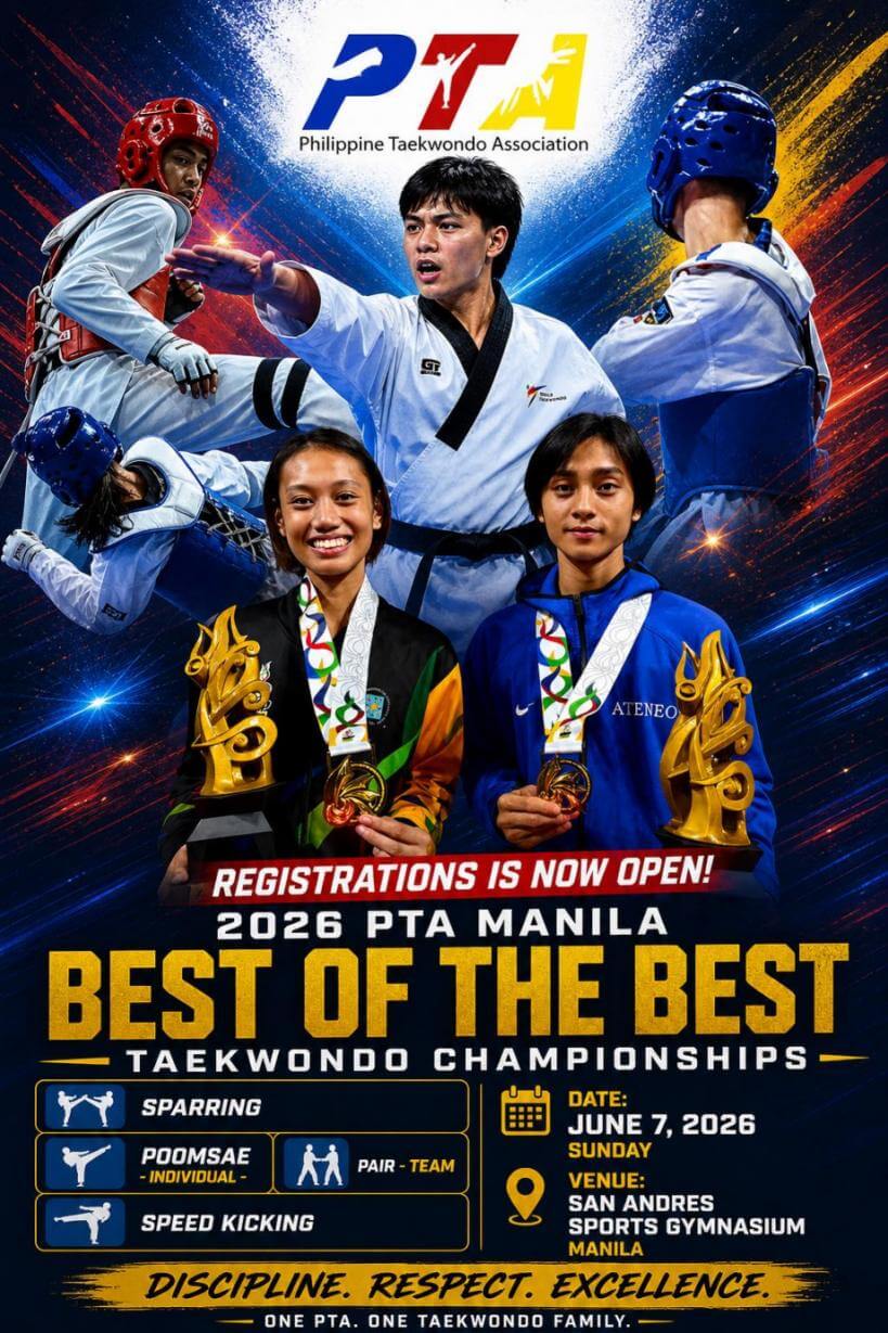 Event poster for 2026 PTA Manila – Best of the Best Taekwondo Championships